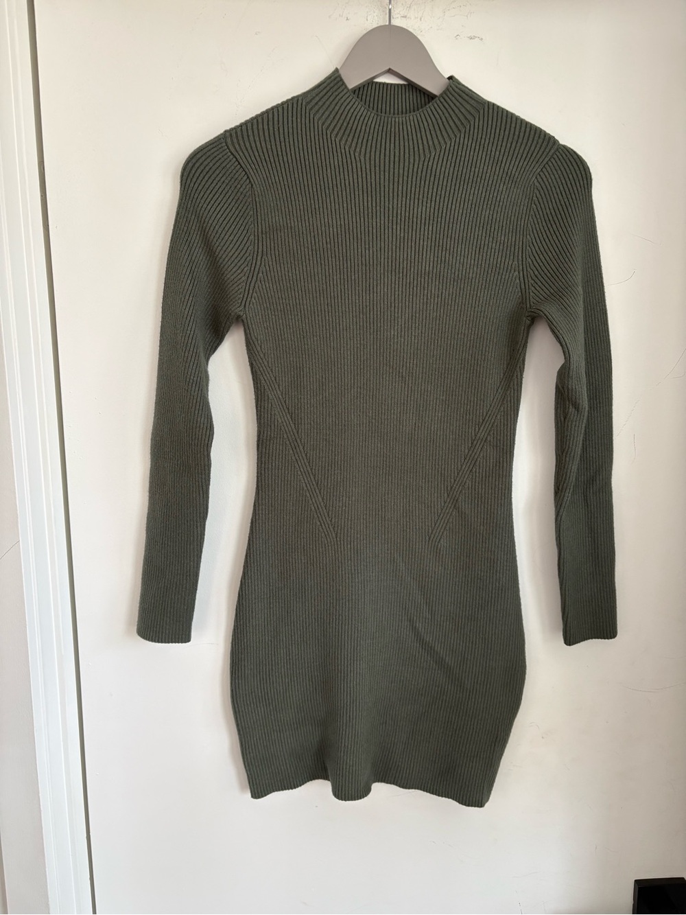 Abercrombie & Fitch Mock-Neck Sweater Dress - Olive Green Petite Medium